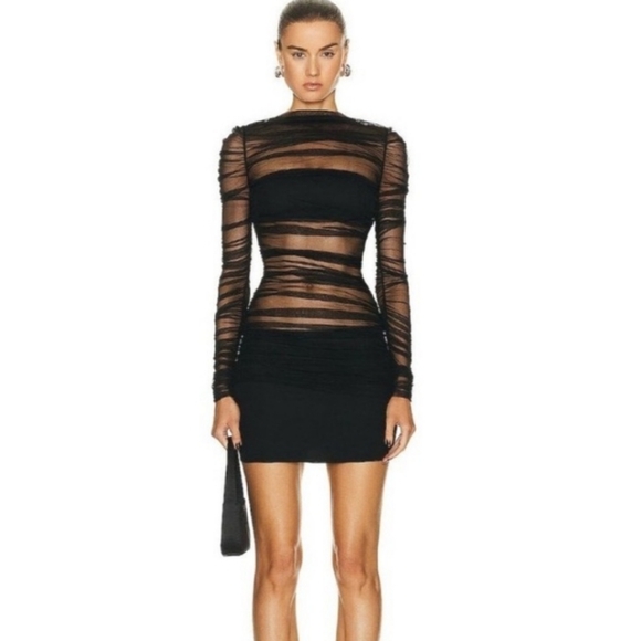 Christopher Esber Dresses & Skirts - Christopher Esber Semblance Tulle Overlay Mini Dress Black Mesh Size 6 N…